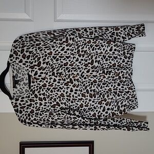 PAIGE long sleeve ladies cardigan, animal print, cute buttons, cozy, LG